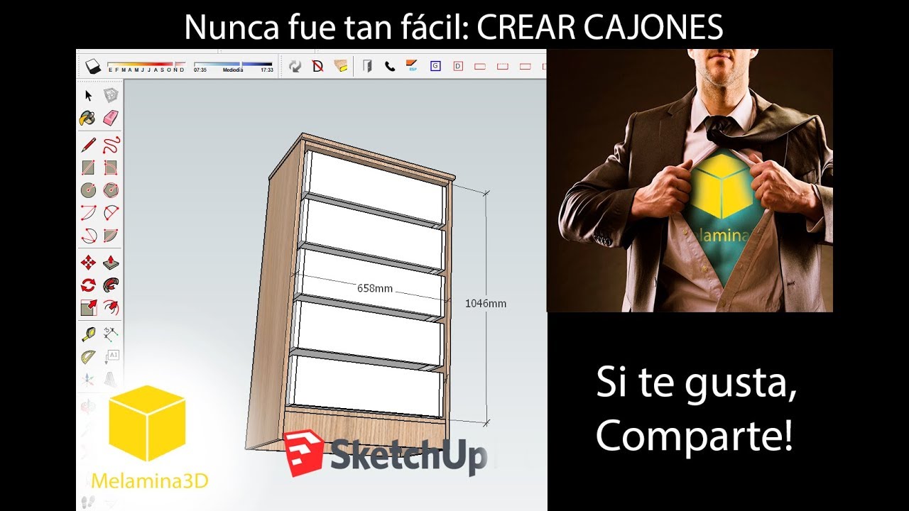 Crear Cajones en sketchUp y sistema matriz