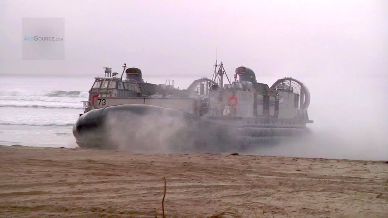 LCAC Hovercraft Landing, Unloading LAV-25 Reconnaissance Vehicles