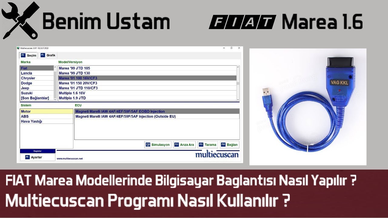 FIAT Marea-Brava-Bravo Araç Beynine Bağlanma ve Arıza Silme İşlemi Nasıl Yapılır ?