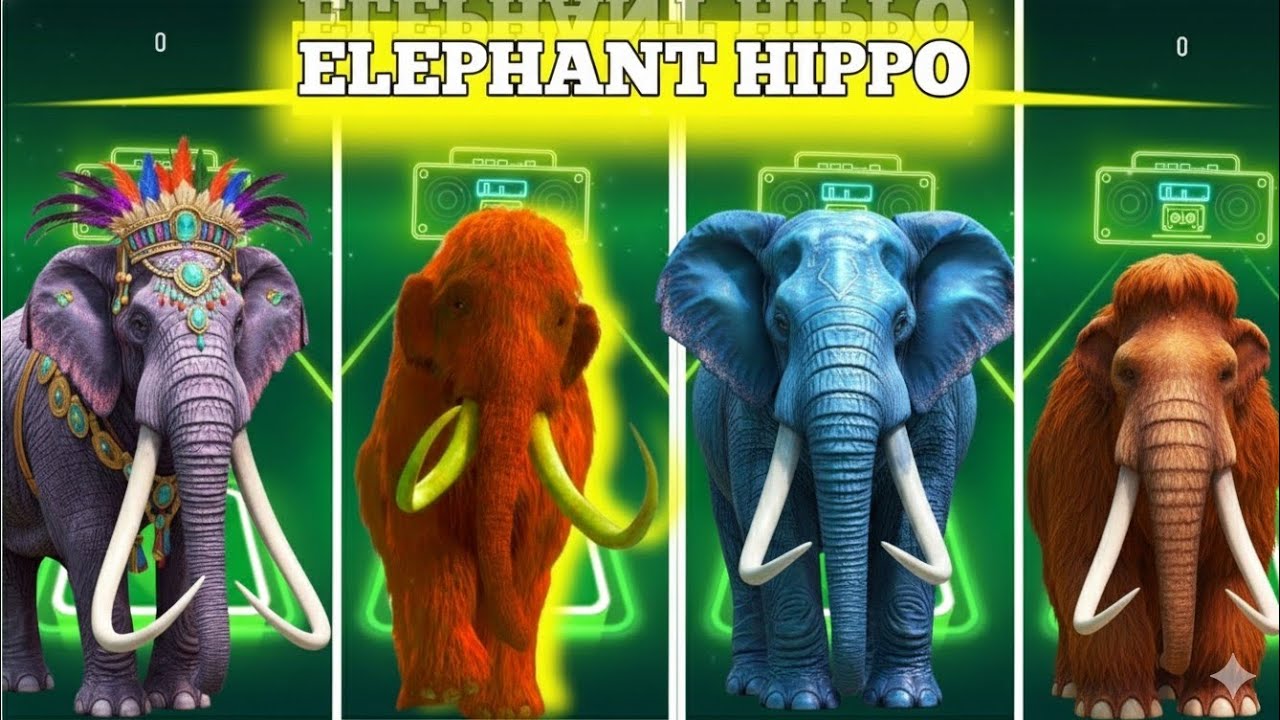 Tiles Hop - Mammoth🆚 Elephant 🆚 Funny Mammoth 🆚 Funny Elephant 🎶 Tiles Hop EDM Rush