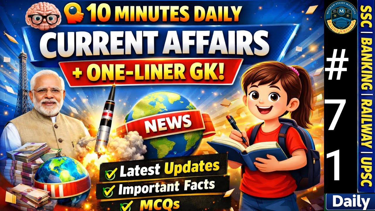 🧠 10 Minutes Daily Current Affairs + One-Liner GK | 100% Exam Oriented #71 