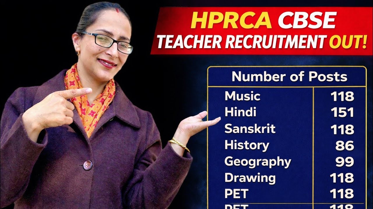 HPRCA CBSE Teacher Recruitment 2026 | Music, Hindi, Sanskrit, History, Geography | Full Details!