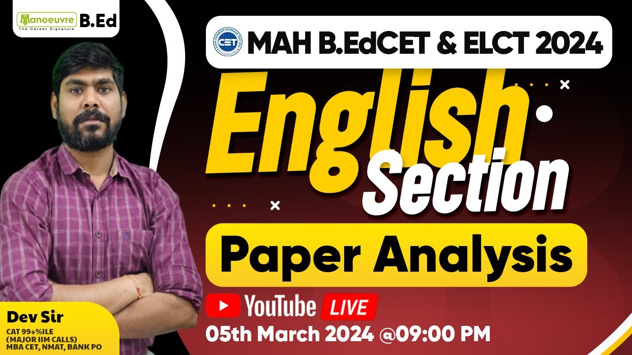 MAH B.ED CET & ELCT 2024 - English Section | Paper Analysis