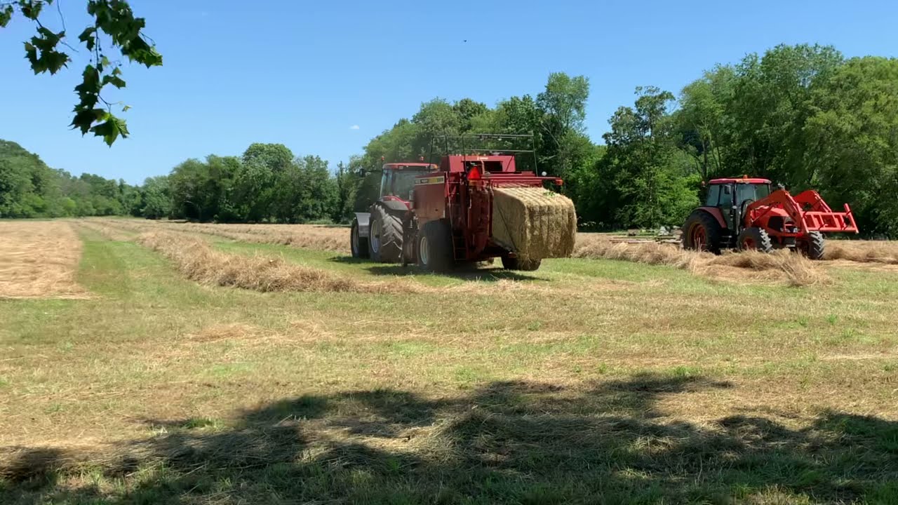 Making 4x4 Square Bales With Case IH MX-270 And Hesston 4910