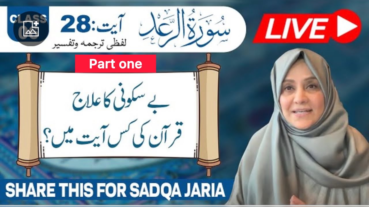 Live Quran tafseer and Hadith class 06. Surat ur Raad, Ayat no 28. In sha Allah