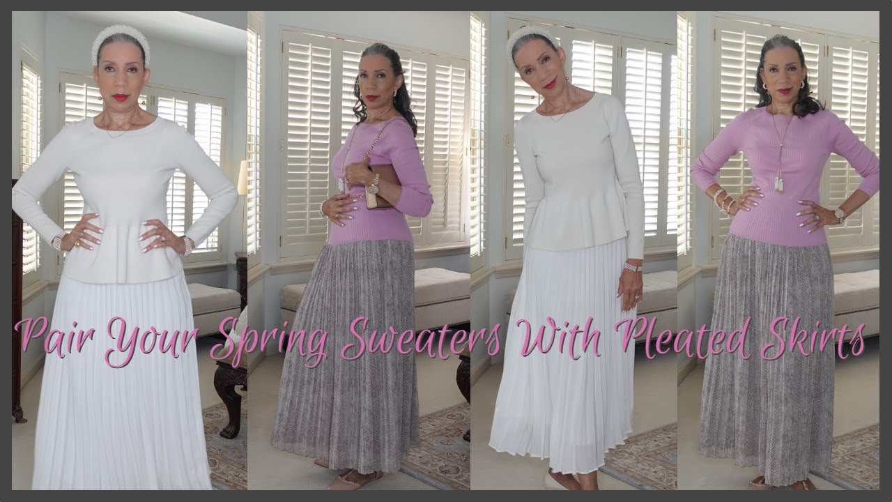 Pleated Skirts & Spring Sweaters For Classic Styled Looks!
