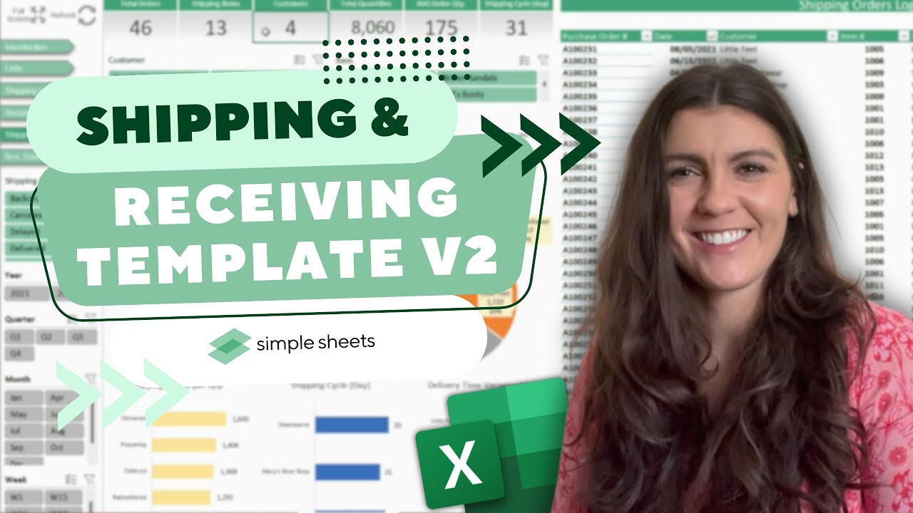 V2 Shipping and Receiving #Excel and #Sheets Template with DASHBOARD!