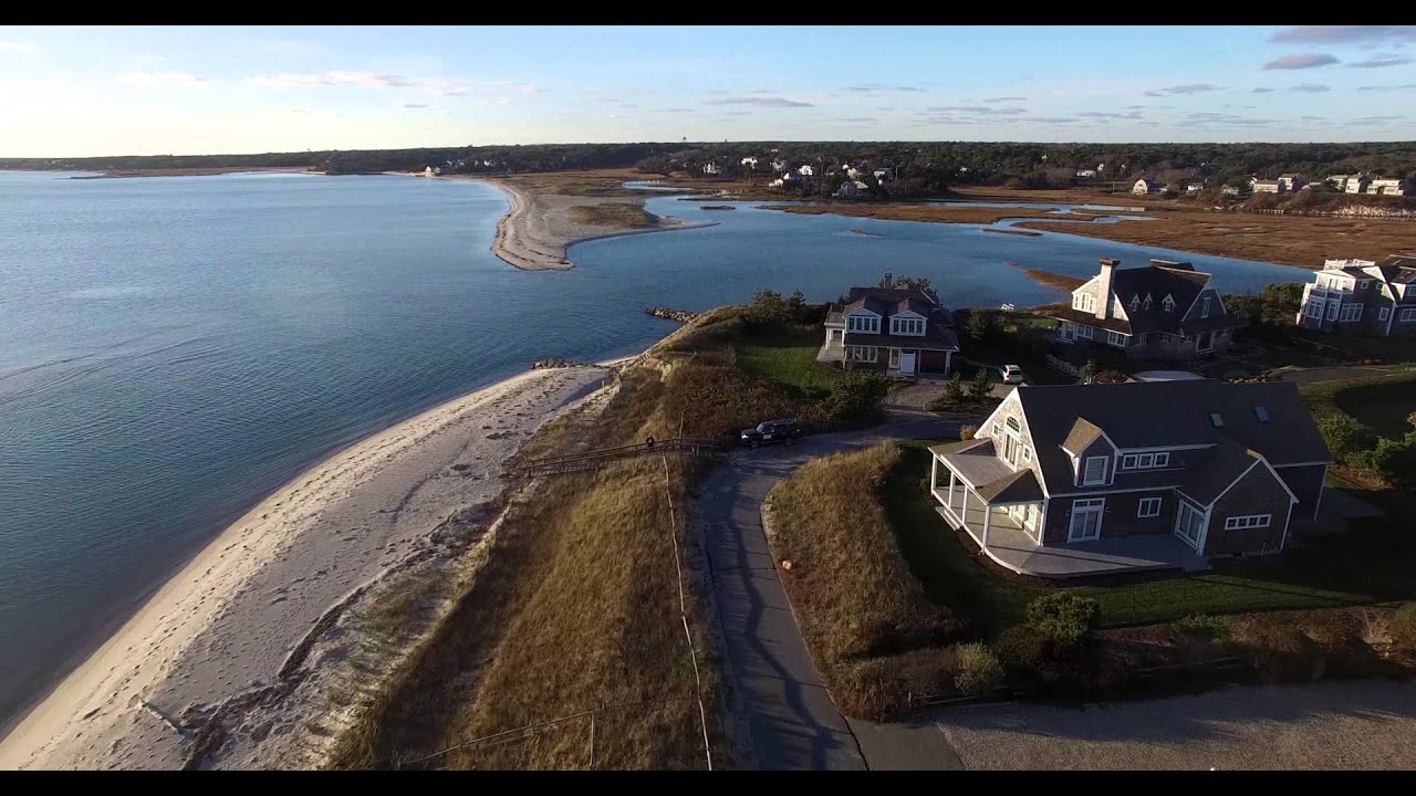 Chatham, Cape Cod Coastline at Sunset Aerial Video (4k)