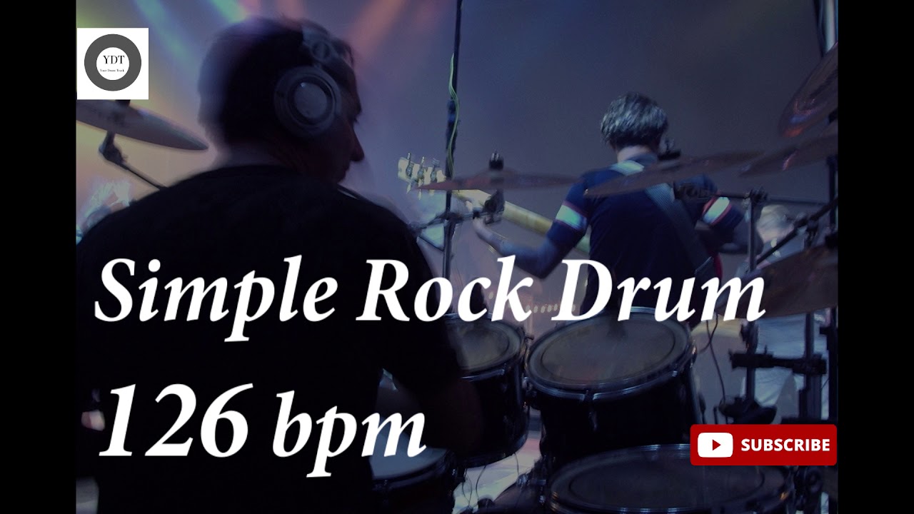 Simple Rock Drum Groove - 126 bpm - HQ