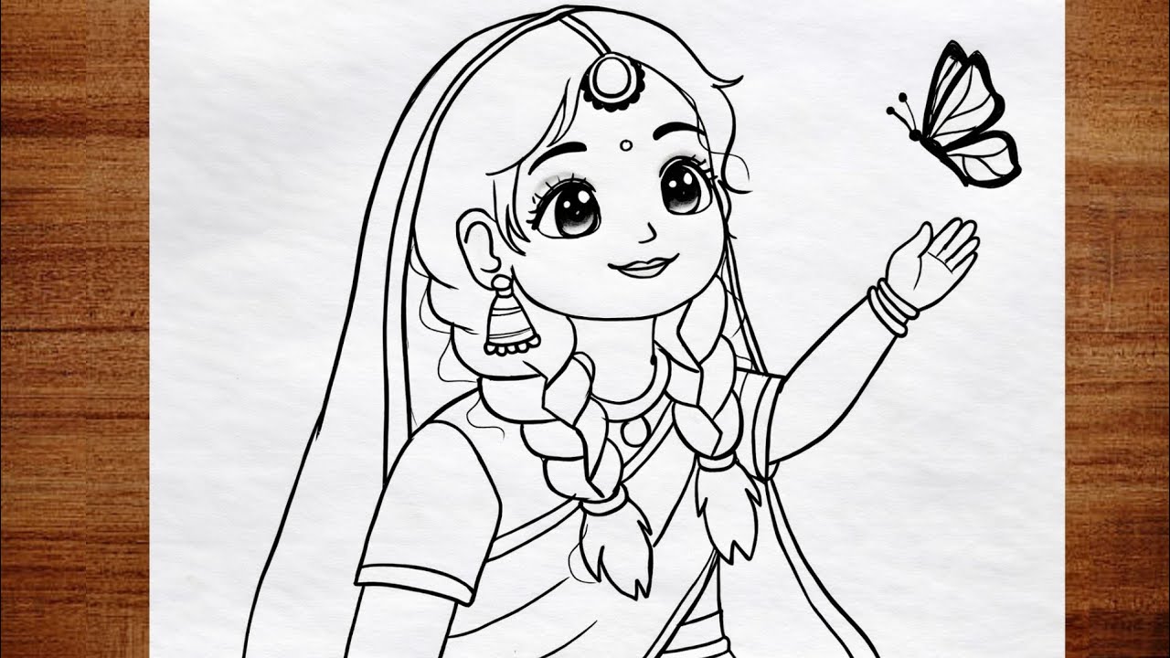 How to Draw Beautiful Radha Rani | Easy Radha Ji Sketch for Beginners /RadhaJi Drawing Step by Step 