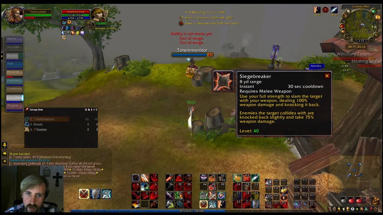 Siegebreaker Positioning--Hickorystock Lvl 43 Arms Warrior---Ascension Bronzebeard Gameplay