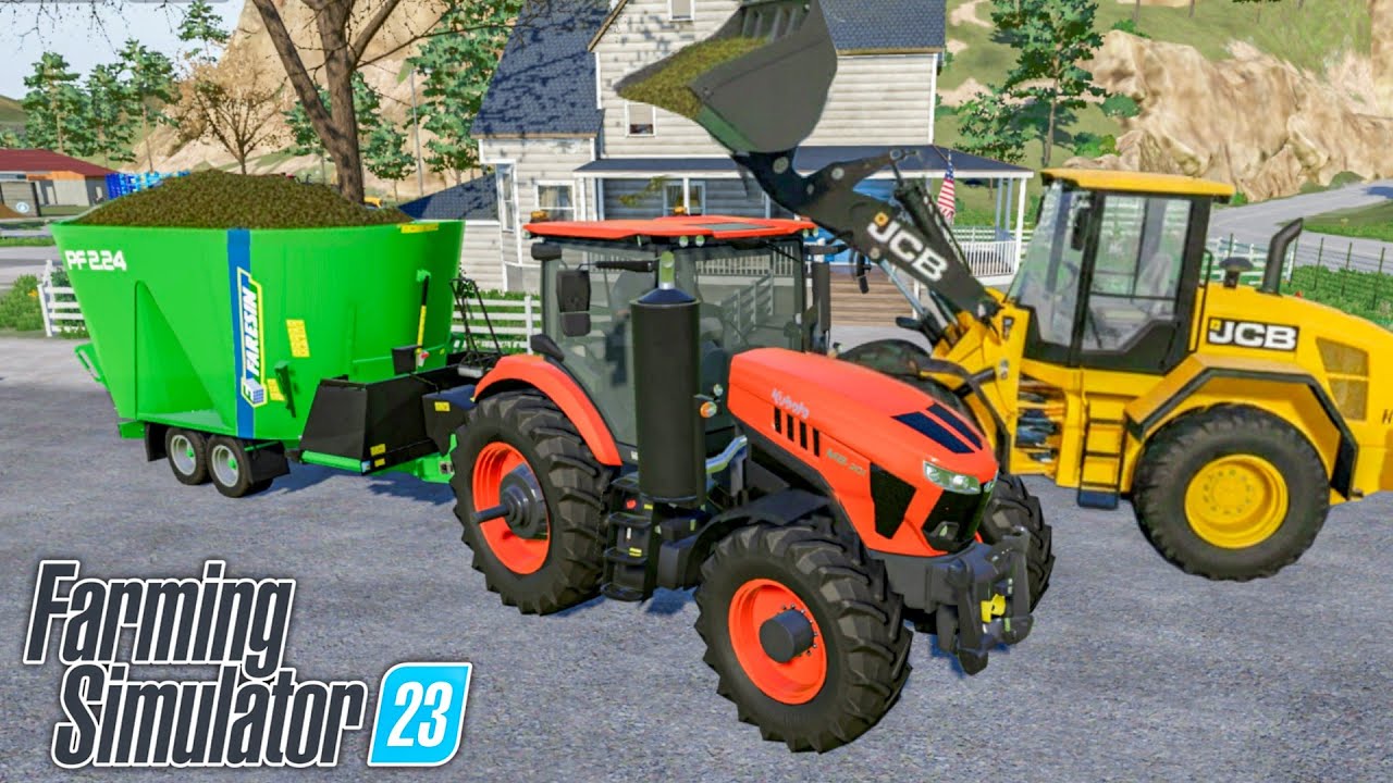 Погрузчик JCB с прицепом для силоса в FS23 | Farming Simulator 23 | Таймлапс |