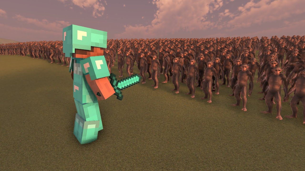 100,000 Monkeys vs 10 Diamond Steves | UEBS 2 Epic Battle
