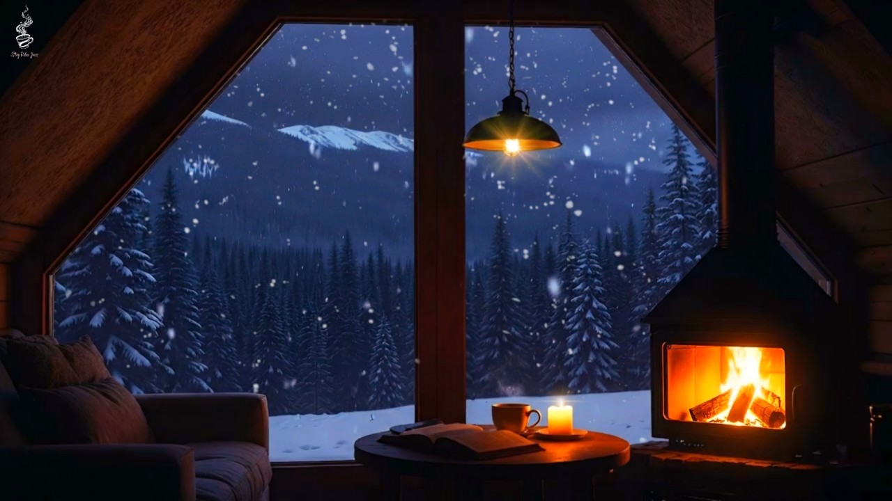 Winter Night Jazz 🎷 Chill Jazz Music + Fireplace Sounds for Relax, Calm & Study