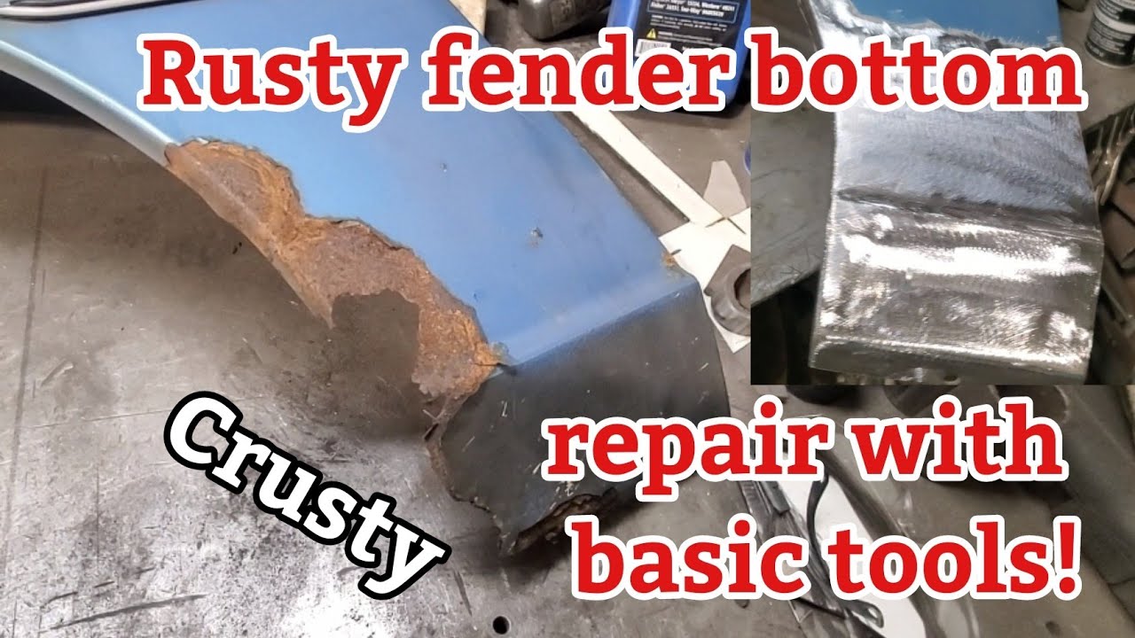 Rusty fender bottom repair with basic tools