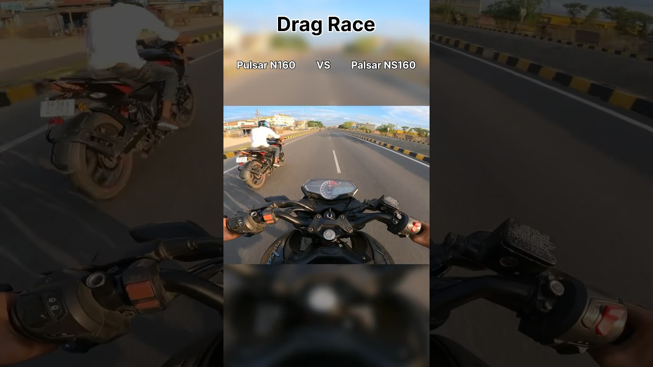 Pulsar N160 VS Pulsar NS160 Drag Race #shorts #dragrace #trending #ns160 #n160 #biker #rider #viral
