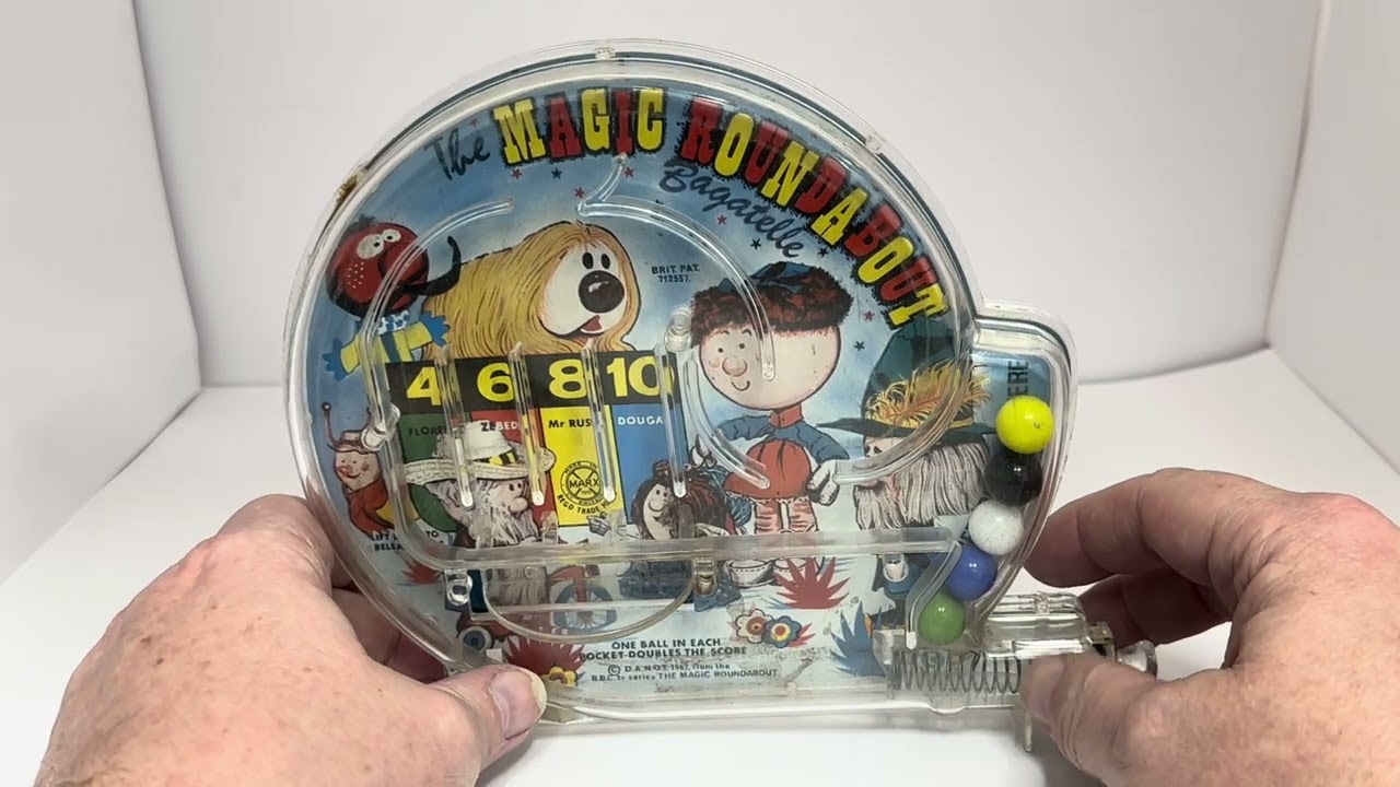 Vintage Louis Marx 1967 The Magic Roundabout Bagatelle Pin Ball Game