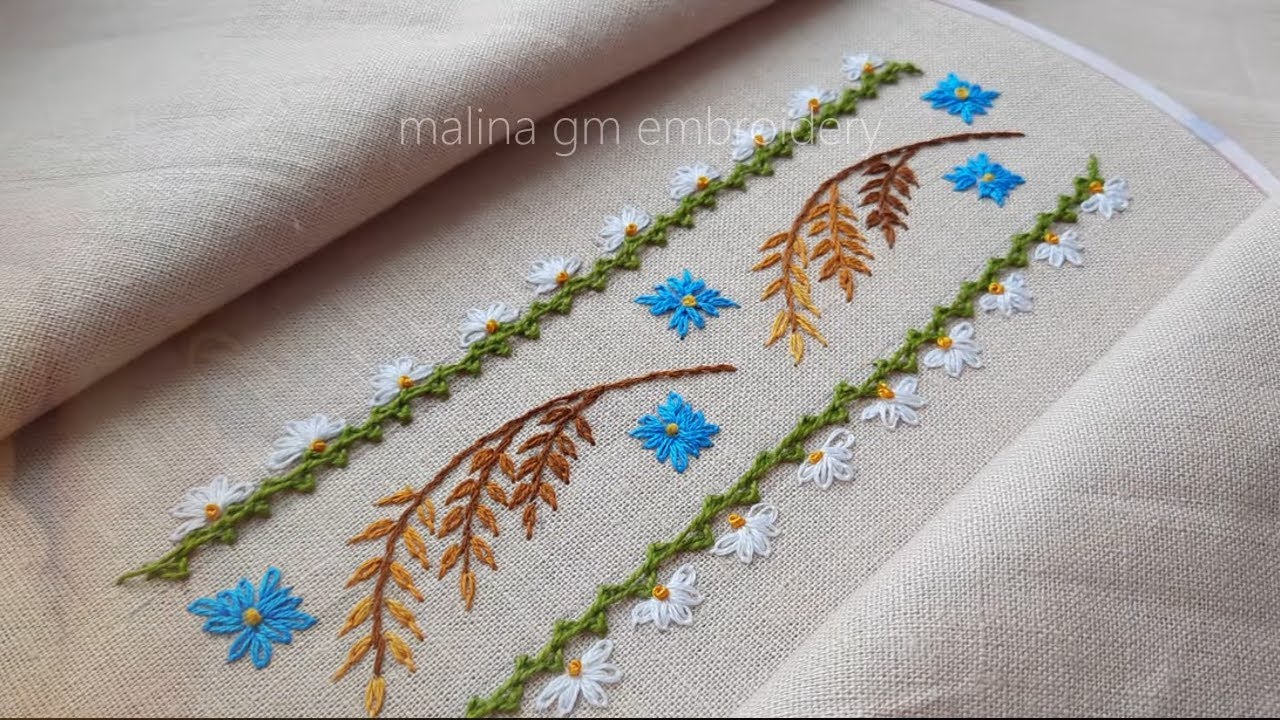 Border Embroidery The Best Way to Embroider a Flower Border line of Wildflowers