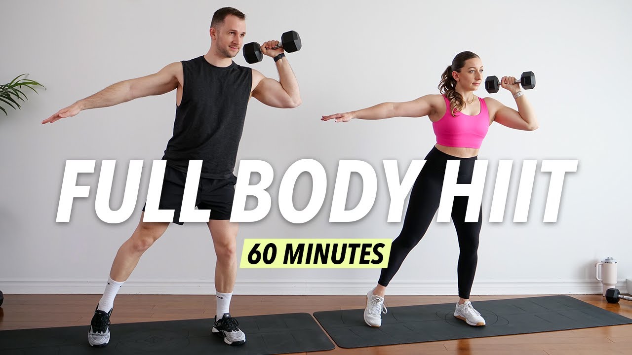 1 HOUR FULL BODY HIIT WORKOUT with Weights at Home [Strength & Cardio]