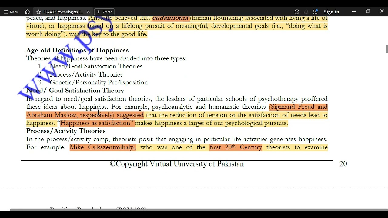 PSY409 Positive Psychology Short Lesson 08 | PSY409 Midterm & Finalterm Short Lectures | VU Course