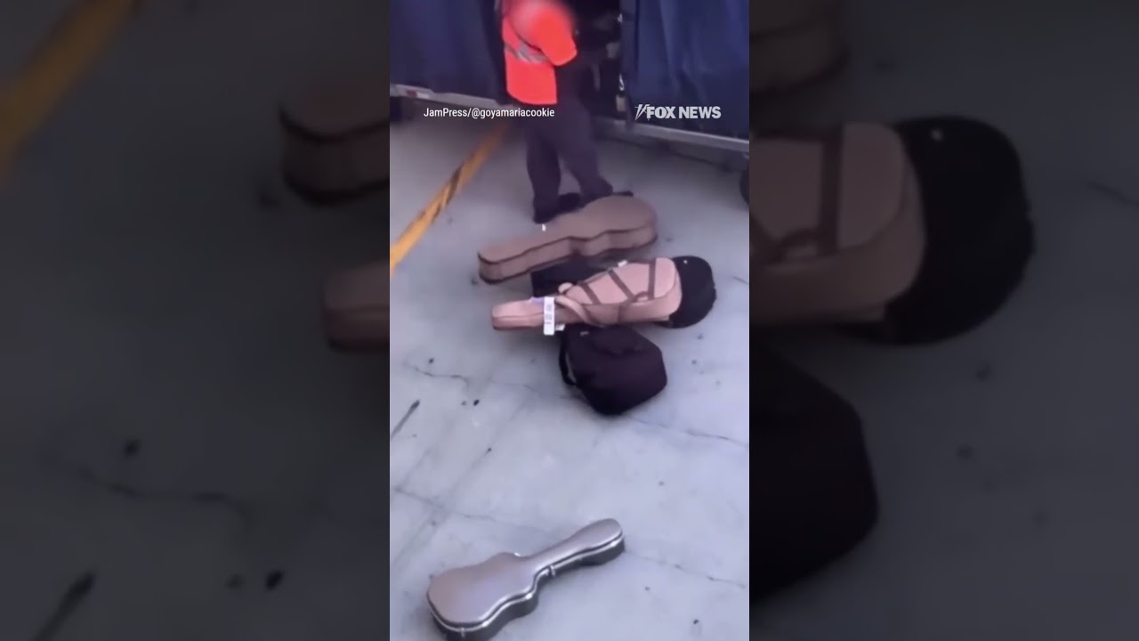Baggage handler CAUGHT tossing guitars onto tarmac #foxnews #news #us #fox