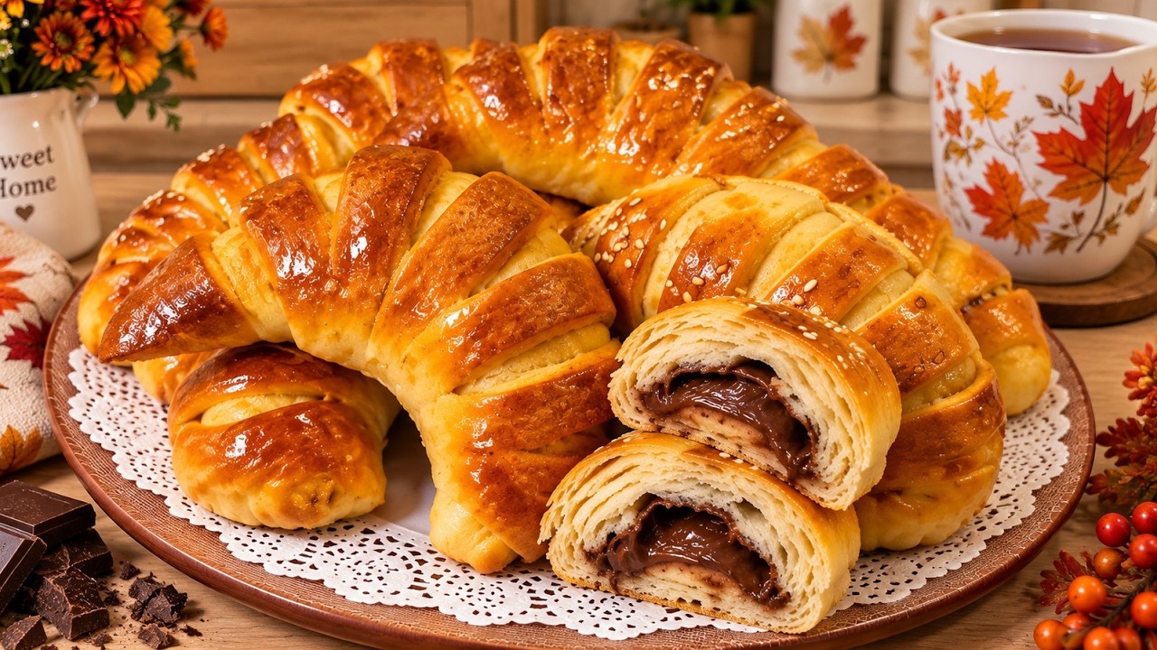 Cornuri Moi si Pufoase cu Ciocolata I Reteta fara multa framantare