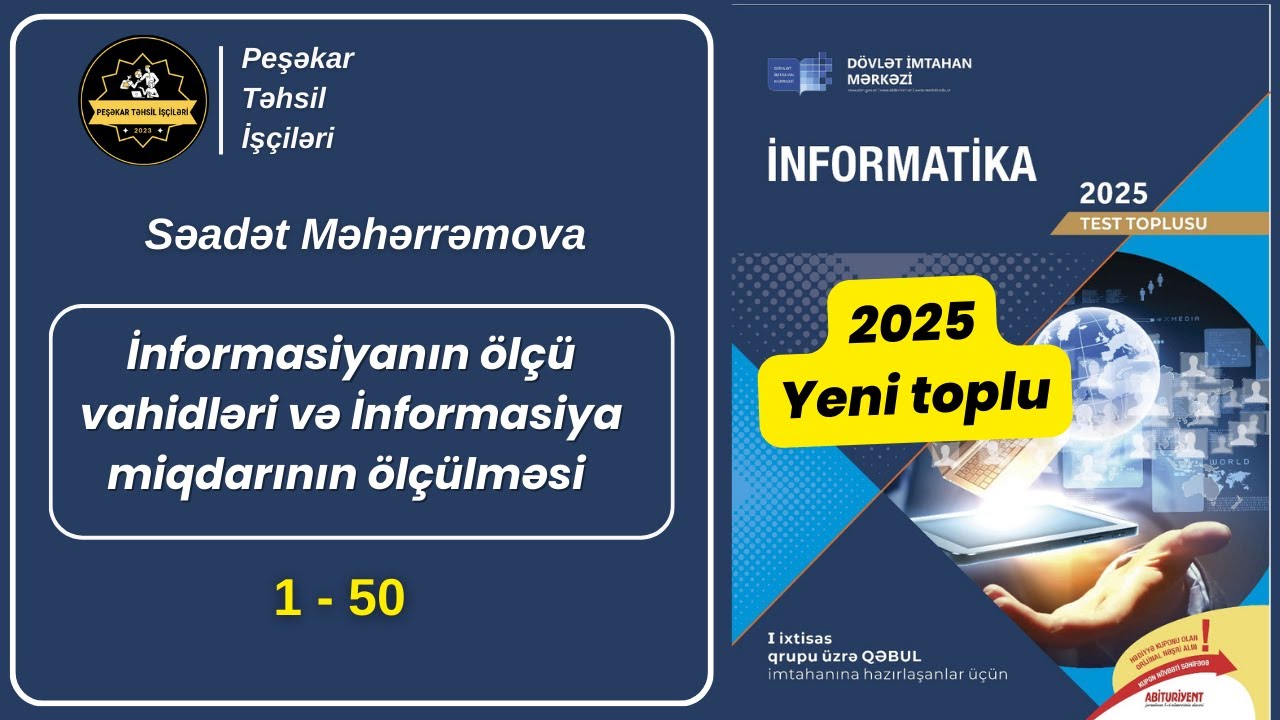 İnformasiyanın ölçü vahidləri və İnformasiya miqdarının ölçülməsi 1-50 İnformatika DİM 2025.