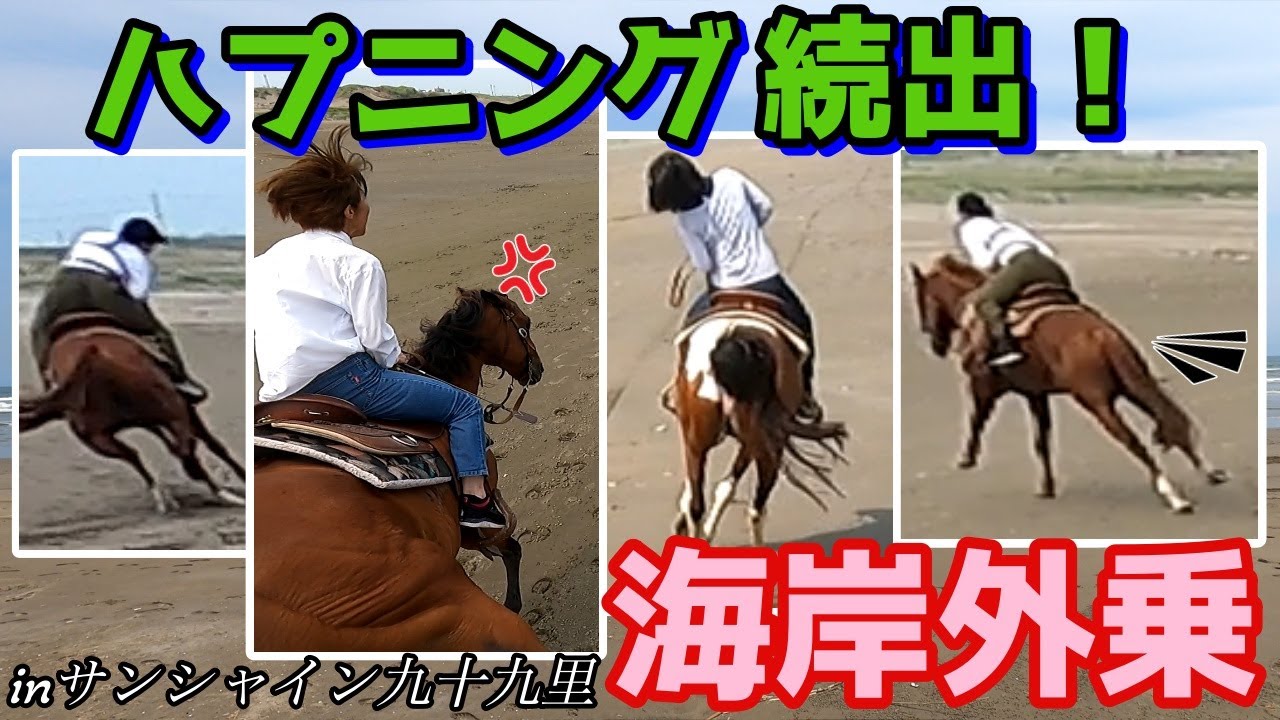 【海岸外乗】こんな外乗見た事ない！人馬が砂浜のあっちにも！こっちにも！鎧脱げまくり！
