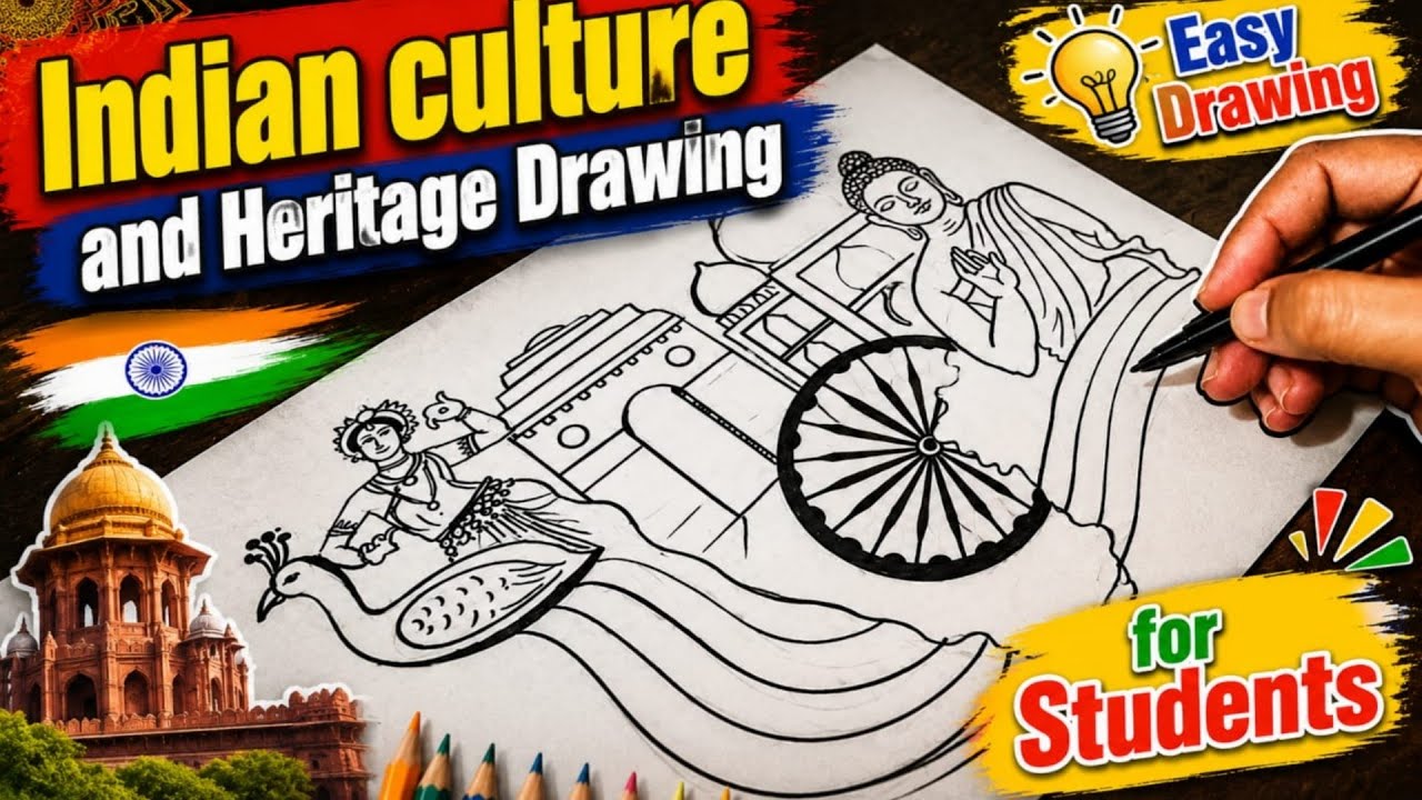 World Heritage day drawing / Indian Culture and Heritage Drawing / heritage day poster
