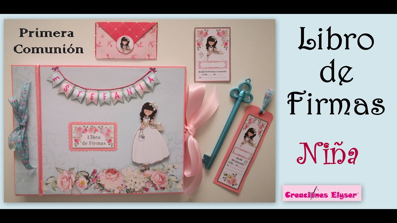 Libro de Firmas Comunión Niña de Scrapbooking. Creaciones Elyser