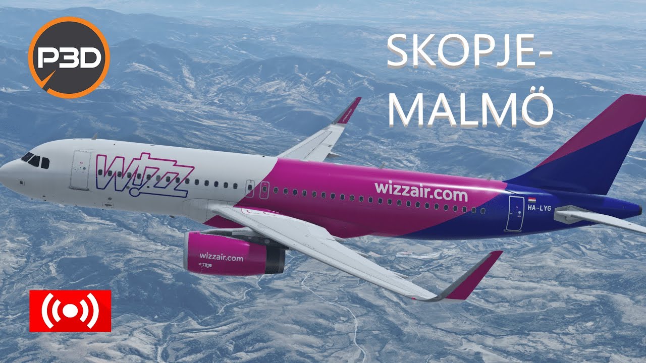 Prepar3dv5.3 Skopje to Malmö W6 7711 A320SL