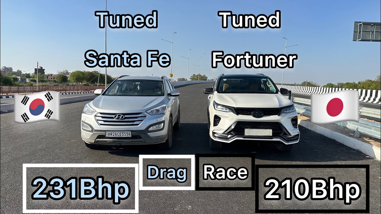 Hyundai Santa Fe 🇰🇷 Vs Toyota Fortuner 🇯🇵 [Drag Race] {Tuned Vs Tuned}