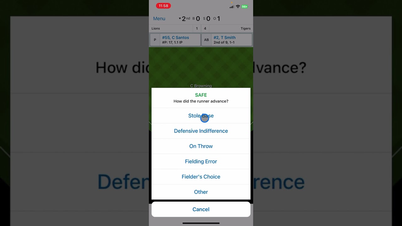 GameChanger - double plays, fielder’s choice, dropped 3rd, etc.