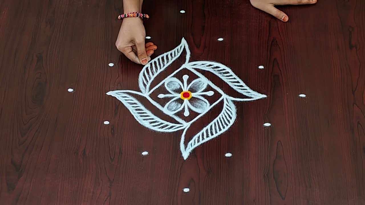 7&times;1dots easy rangoli|daily muggulu|thipkyanchi,festival rangoli|traditional rangoli#Rang kaa Rangoli