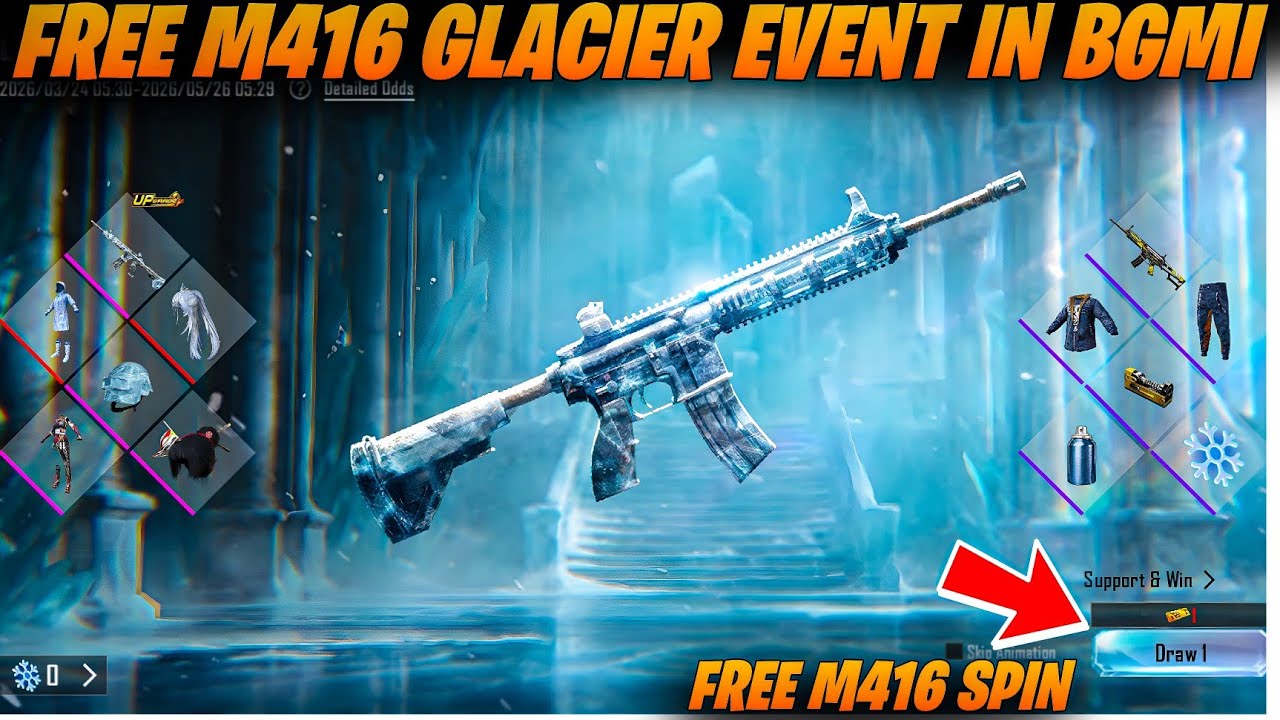FREE M416 GLACIER EVENT IN BGMI😍BGMI NEW GLACIER SPIN IN BGMI😍BGMI CRICKET LEAGUE EVENT😍