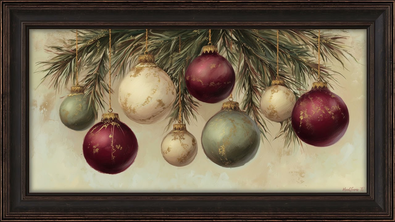 Vintage Christmas Ornaments | Framed TV Art Hack | Ambient Screensaver for TV