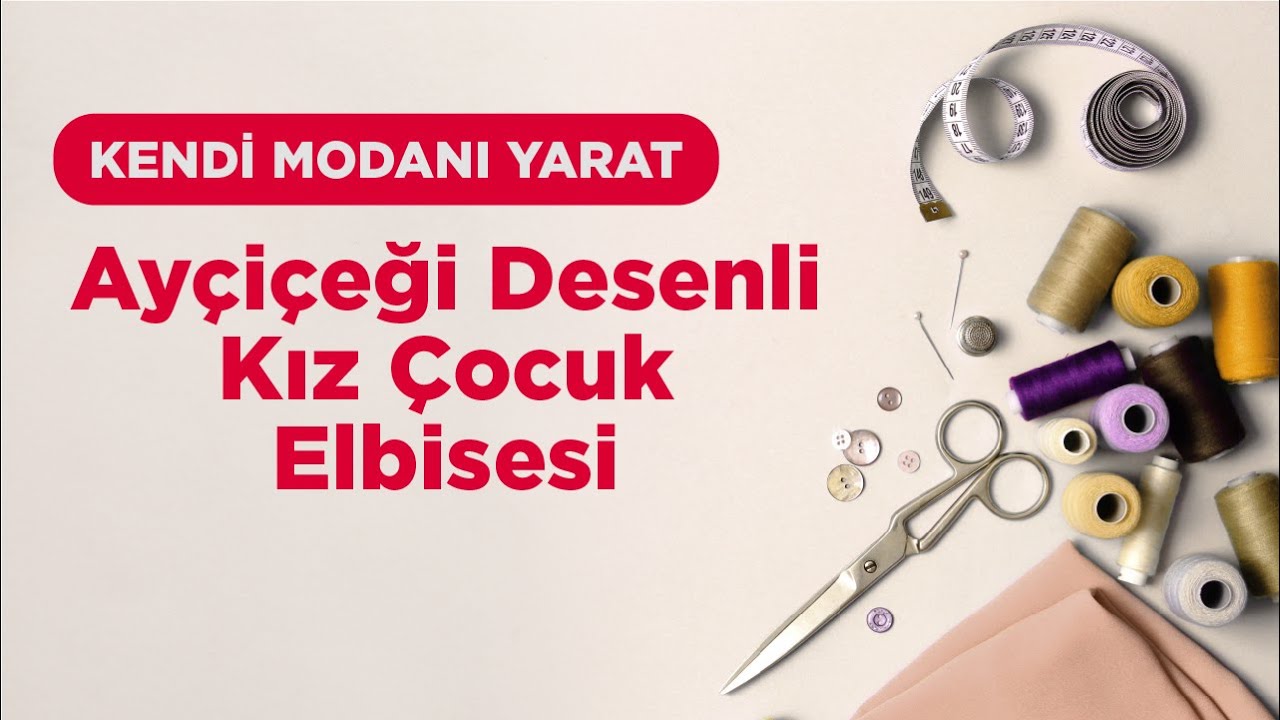Kendi Modanı Yarat - Ayçiçeği Desenli Kız Çocuğu Elbisesi