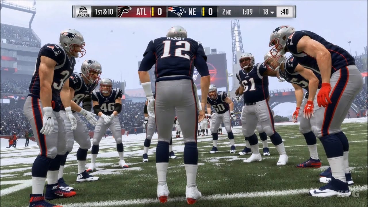 Madden NFL 19 - New England Patriots vs Atlanta Falcons - Snow Gameplay (HD) [1080p60FPS]
