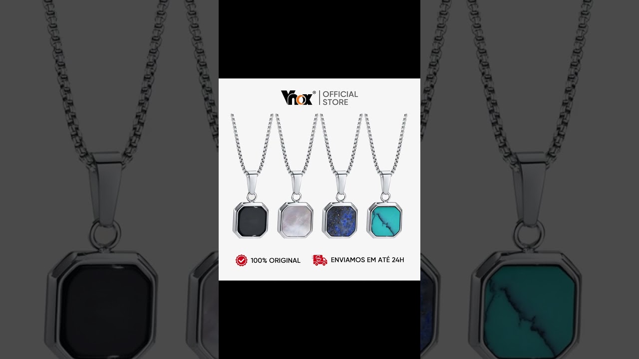 VNOX Colar Masculino Luxo Lpis-Lazli E Olho De Tigre - Pingente Preto Esmaltado Joias Pres