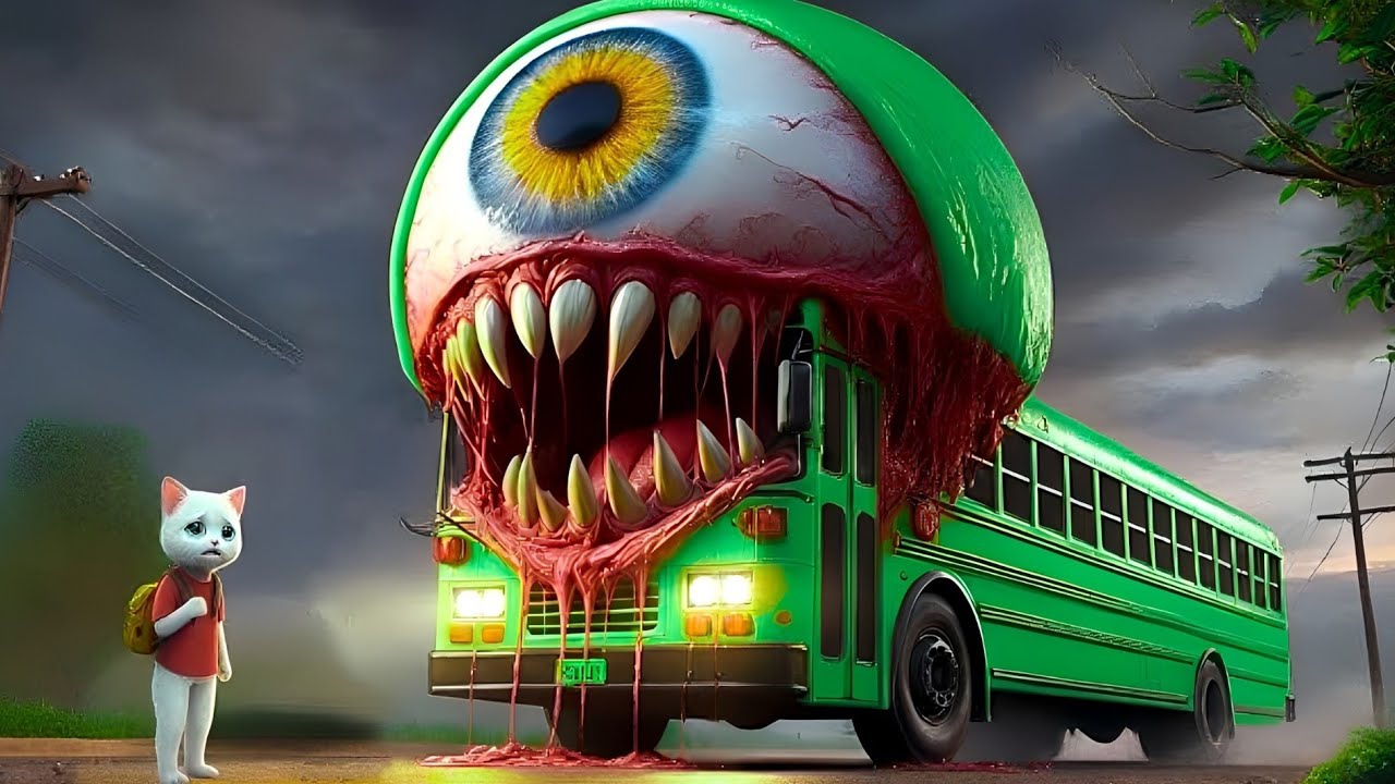 😱 A Mutant School Bus Monster Attacked the Little Kitten on the Way to School! 🚌💥#catstory #kitten