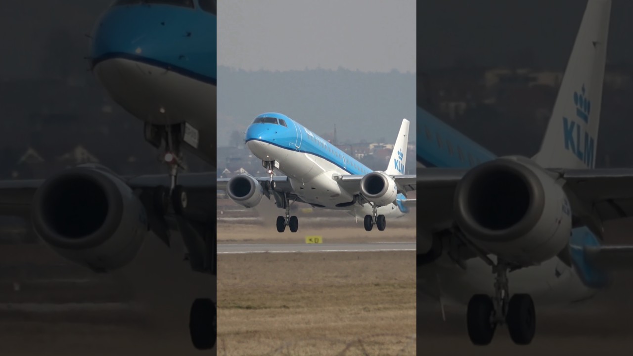 KLM Embraer E190 Takeoff at Stuttgart Airport