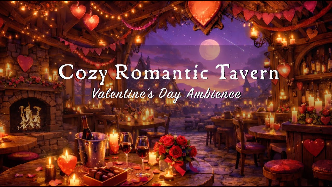 Cozy Romantic Tavern  🌙  Valentine's Day Ambience