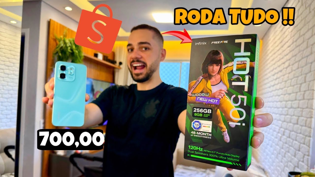 COMPREI NA SHOPEE O CELULAR GAMER MAIS BARATO DA INTERNET - INFINIX HOT 50i REVIEW COMPLETO E TESTES