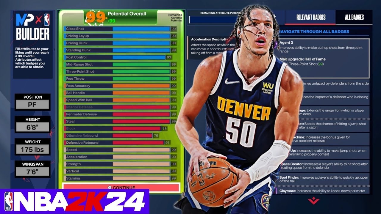 Best Power Forward Nba2k24 Contact Dunks + Gold Immovable Enforcer