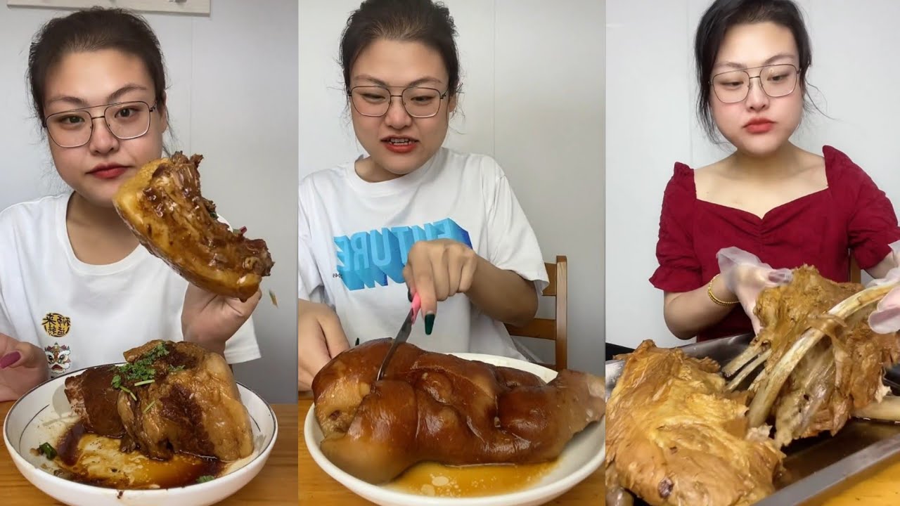 Mukbang Challenge:Eat cow tongue belly rib belly pork skin roll 🥐#mukbang #yummyfood  #eatingsounds