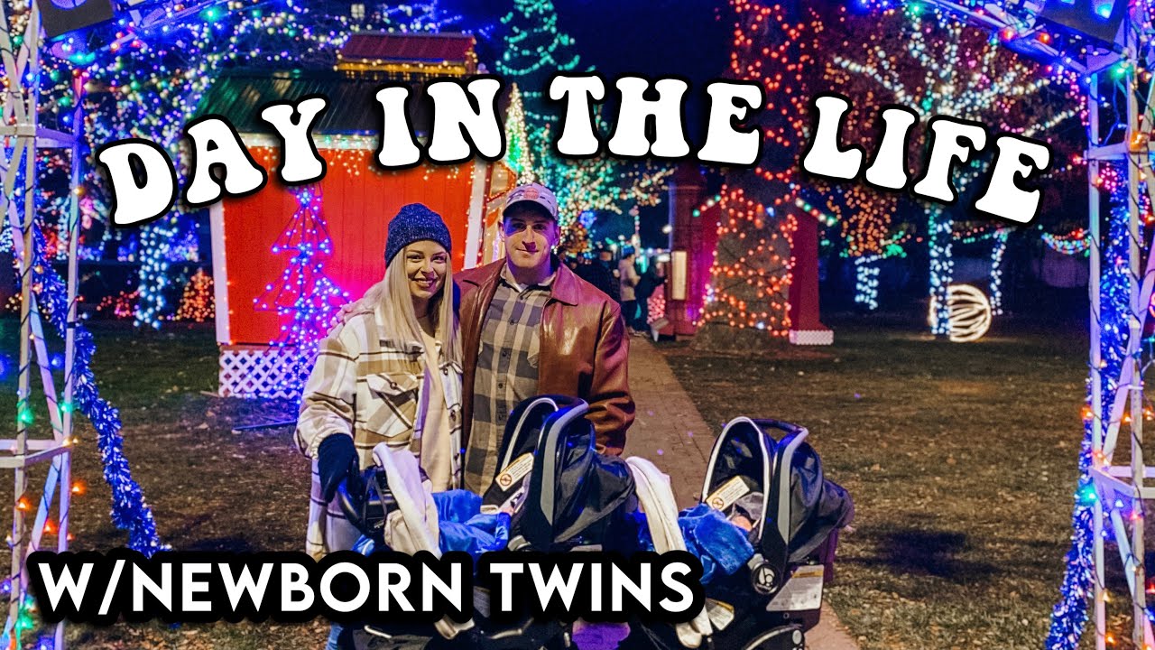 A DAY IN THE LIFE W/NEWBORN TWINS *Christmas Village* | Vlogmas 2021