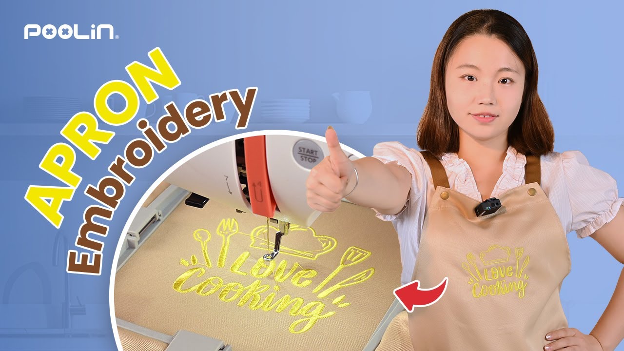 Apron Embroidery Tutorial for Beginners | Easy DIY with PooLin EOC06 Embroidery Machine