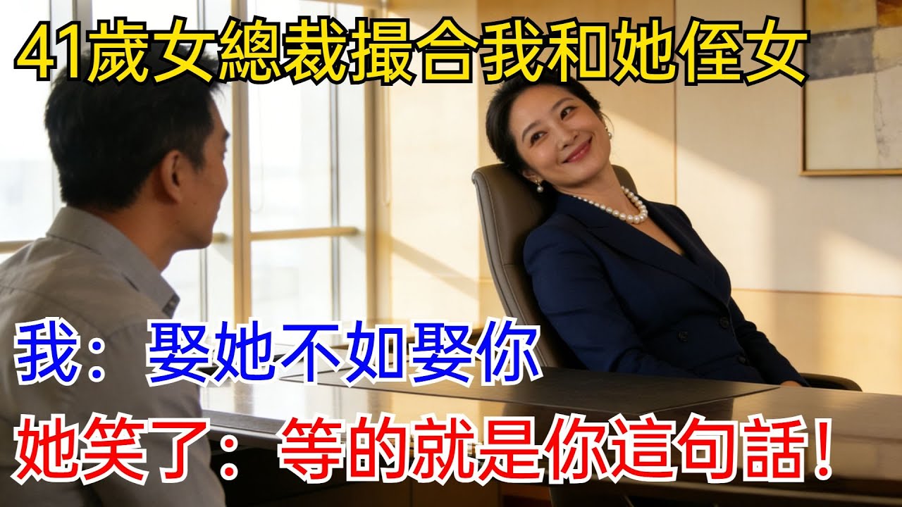 41歲女總裁撮合我和她侄女，我：娶她不如娶你！女總裁笑了：等的就是你這句話！#奇聞故事 #職場故事 #女總裁 #男頻 #爽文 #流量