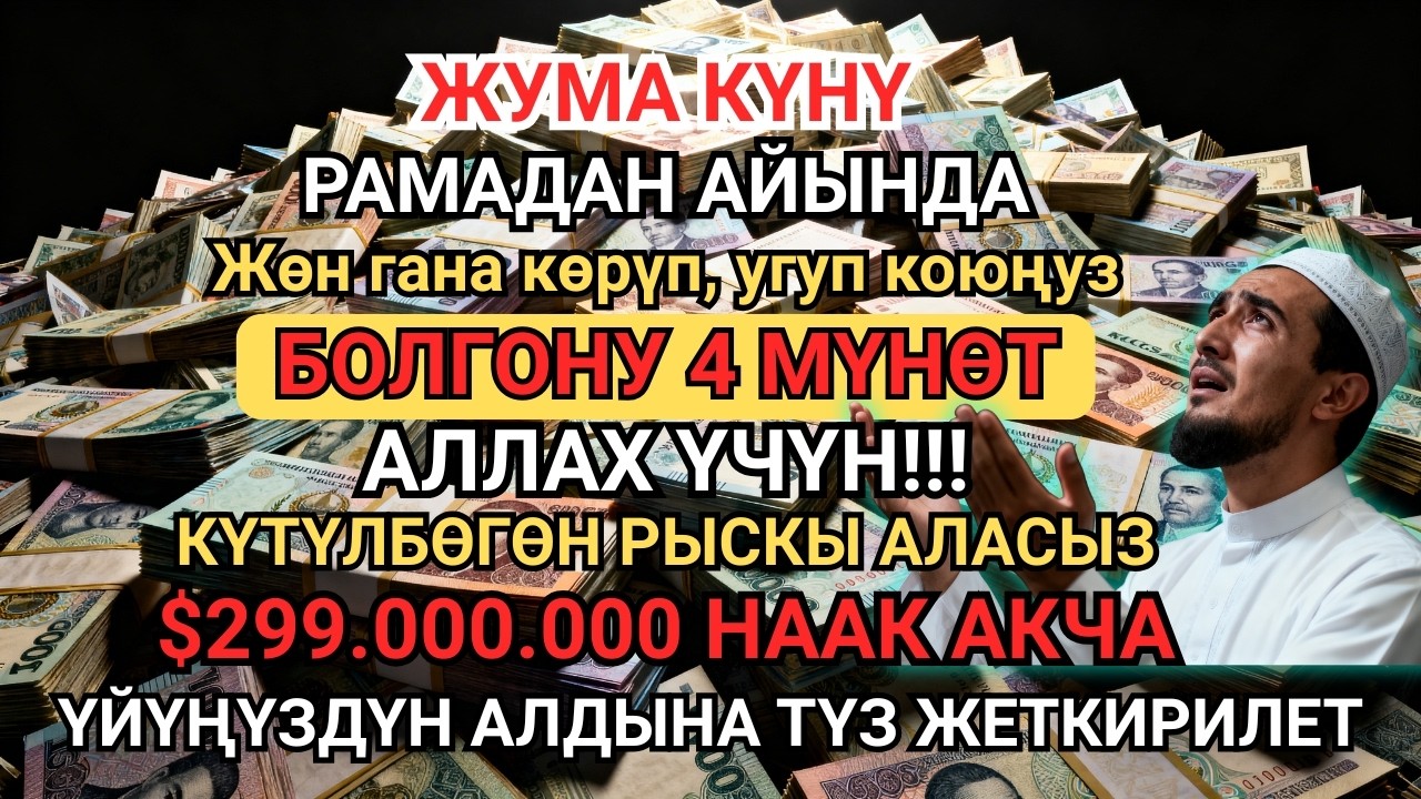 СӨЗСҮЗ 4 МҮНӨТ УГУҢУЗ! Карыздан куткарган улуу зикир — Асман эшиги ачылып, береке түшөт