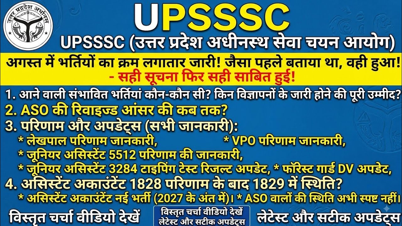 UPSSSC All Vacancy and Result Update: ASO, ADO, Assistant Accountant, VPO Result, JA Result